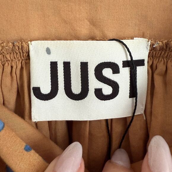 JUST FEMALE Merle Tent Cotton Square Neck Brown Floral Print Dress Extra Small - Picture 6 of 8